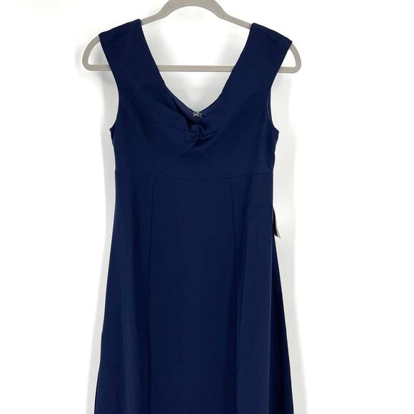 Show Me Your MuMu Zurich Knot Gown Rich Navy Stretch Crepe Small NWT - Picture 4 of 8